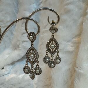 Elegant Pearl and Gold Dangle Earrings